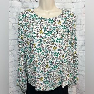 Ann Taylor LOFT Floral Balloon Sleeve Blouse Size Small